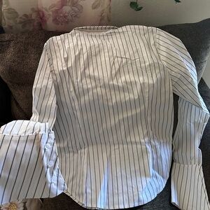 Fashion Nova White and Black Striped Shirt